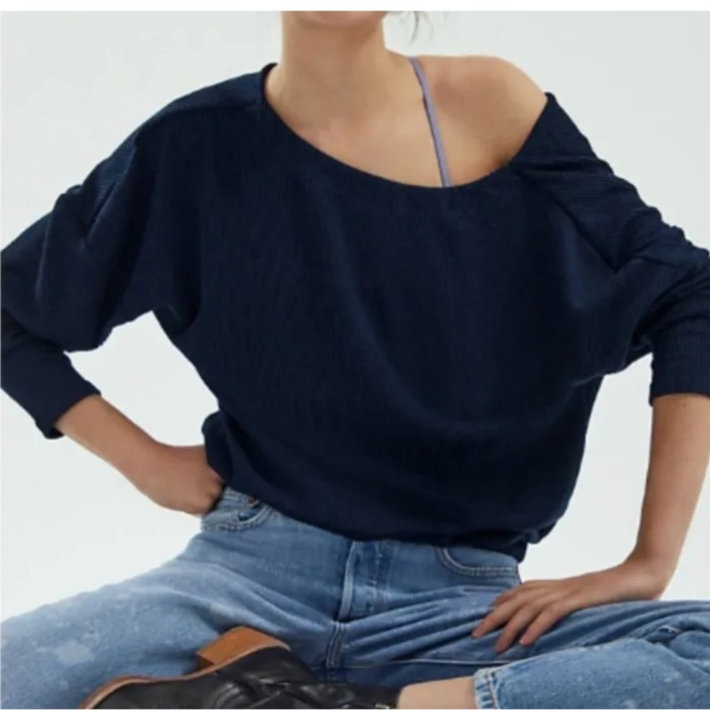 Maeve Kasi Ribbed Pullover by Anthropologie Navy  Women’s Size Small‎